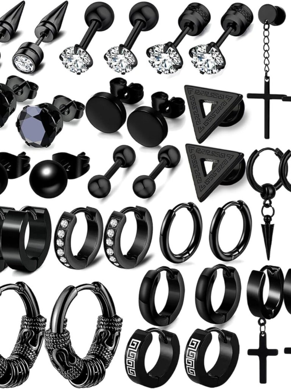 17 Pairs Earrings for Men, Stainless Steel Earrings For Men Sensitive Skin, Fash